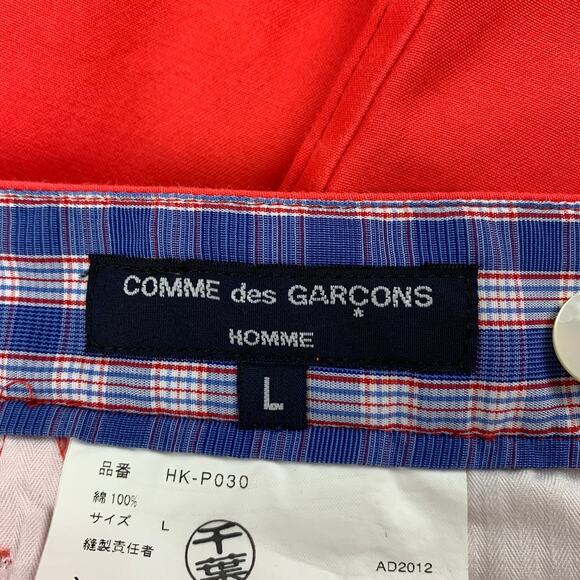 COMME des GARCONS Size L Red Cotton Zip Fly Shorts - Picture 5 of 5